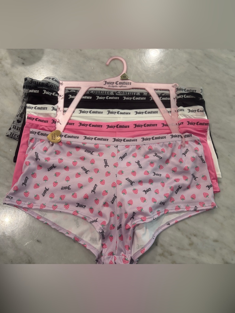 Juicy Couture Intimates Underwear 5-Pack NWT Brand New Plus Size 1X Boyshorts